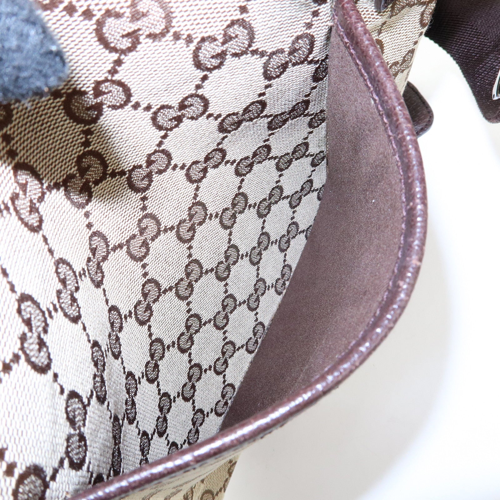 GUCCI GG Canvas Leather Shoulder Crossbody Bag Beige Brown 122793