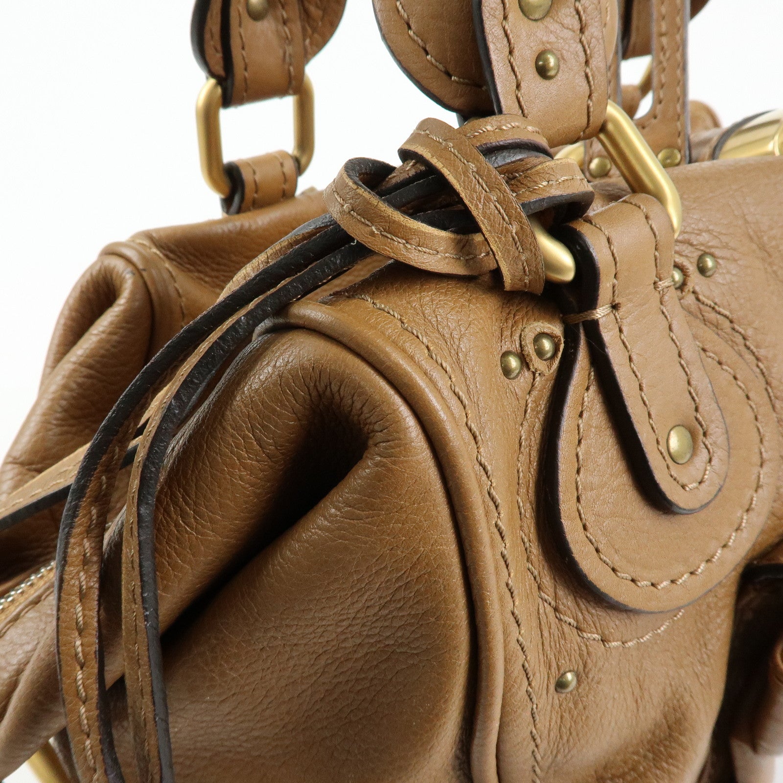 Chloe Paddington Leather Shoulder Bag Boston Bag Brown