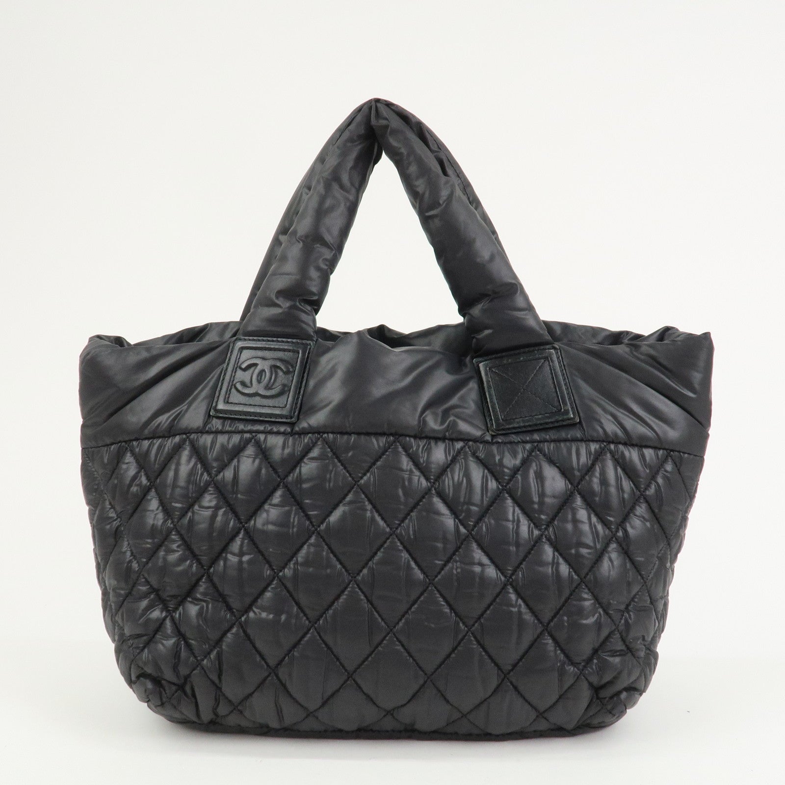 CHANEL COCO Cocoon PM Nylon Calf Leather Tote Bag Black A48610