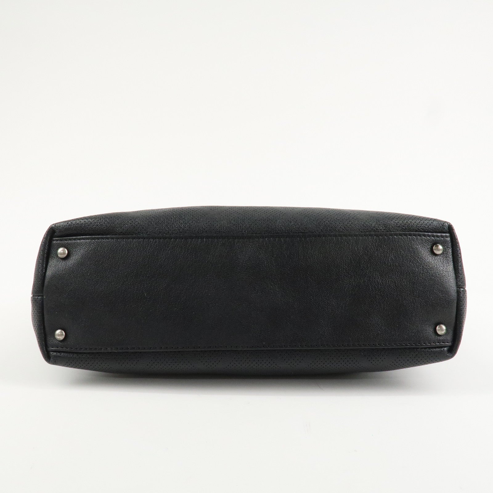 CHANEL COCO Mark Patent Leather Punchcing Tote Bag Shoulder Bag Black Used