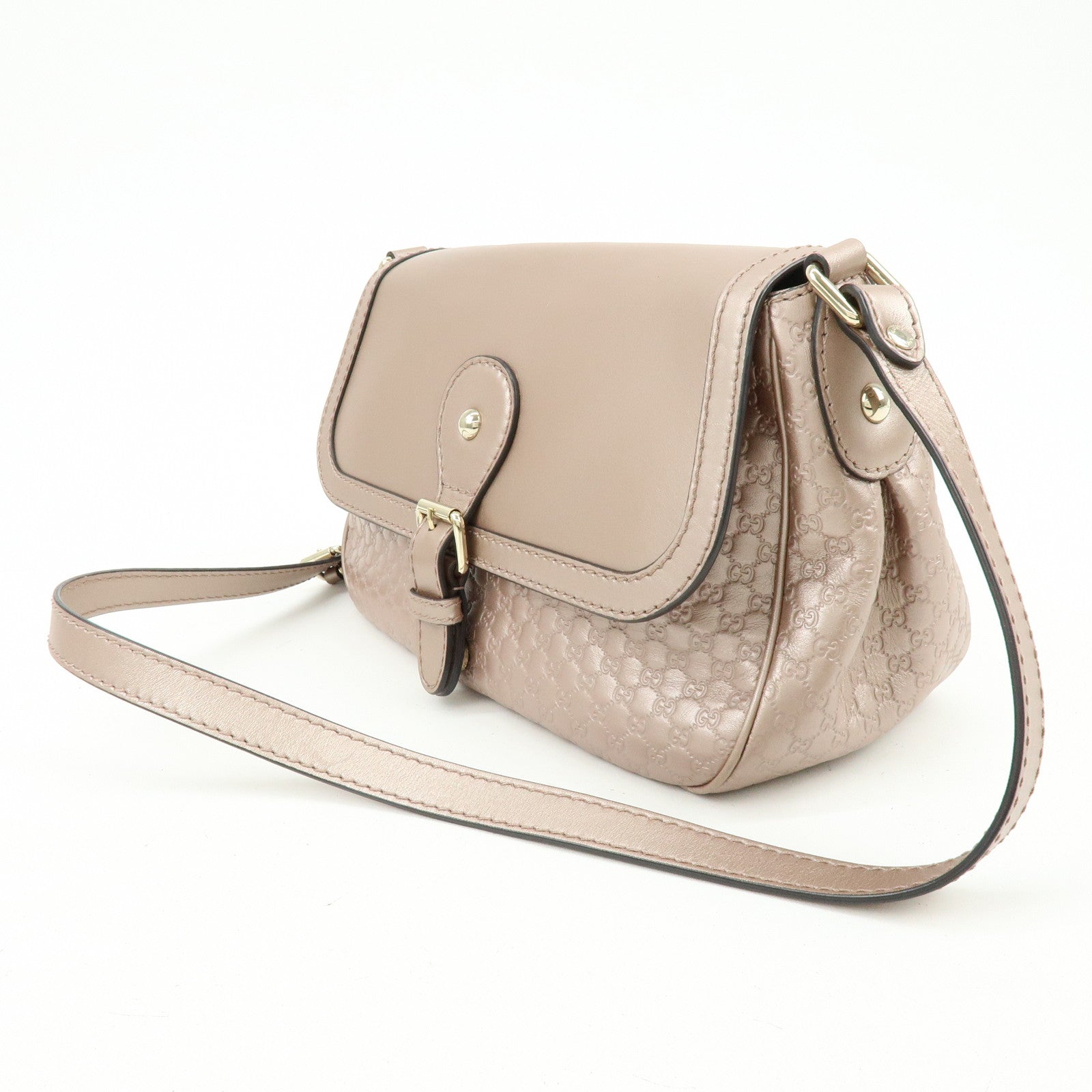 GUCCI Microguccissima Leather Shoulder Bag Metallic Pink 308452