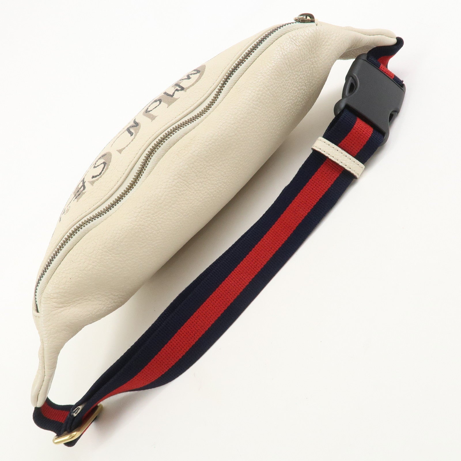 GUCCI Sherry Leather Canvas Waist Bag Ivory 493869