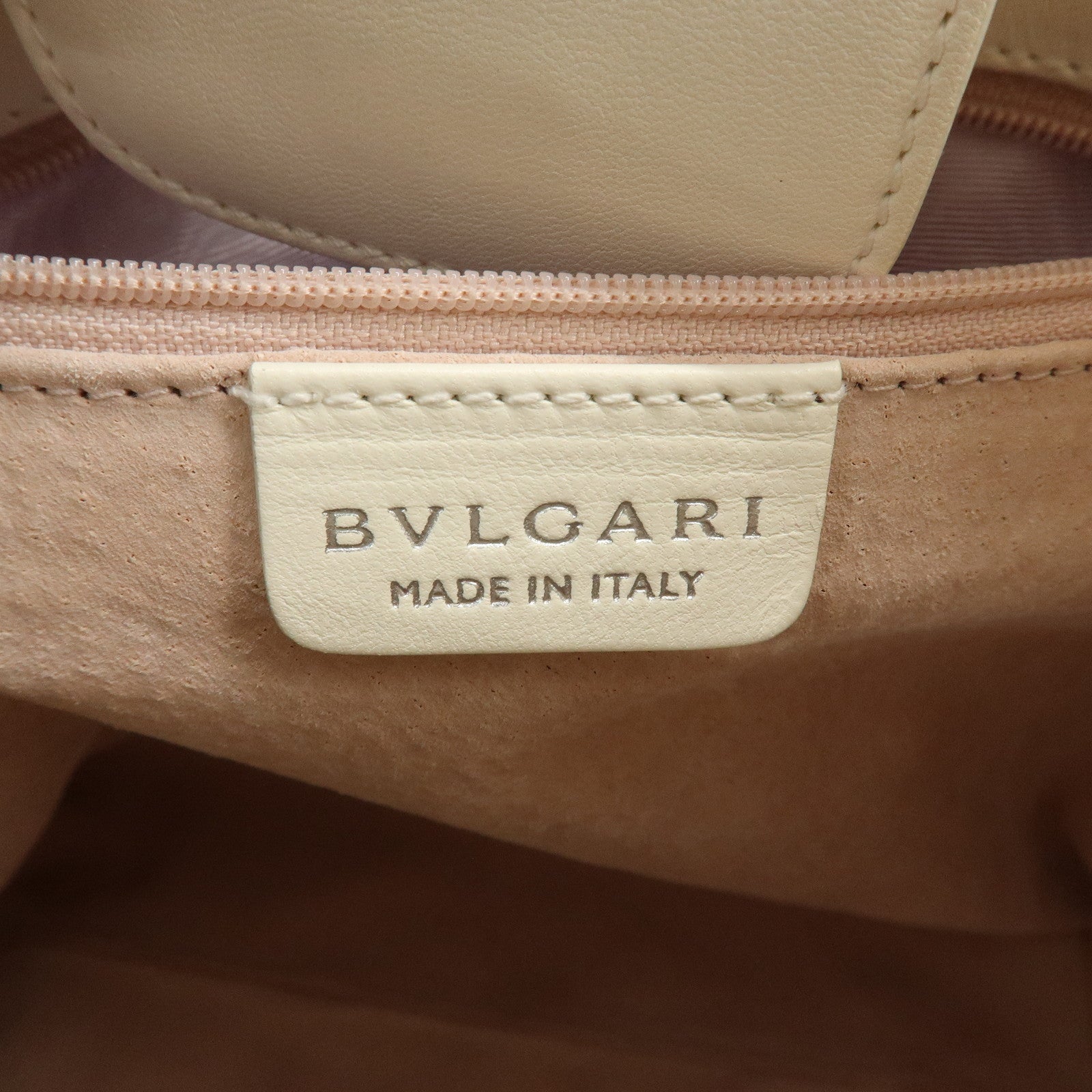 BVLGARI Leather Shoulder Bag Hand Bag White