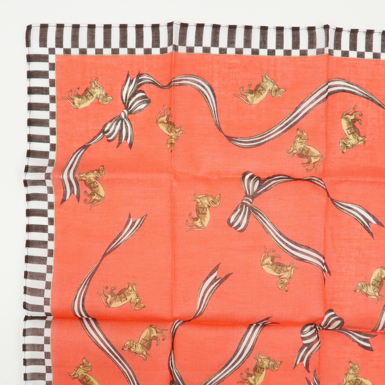FENDI Set of 5 Cotton 100% Scarf Black Brown Navy Multicolor