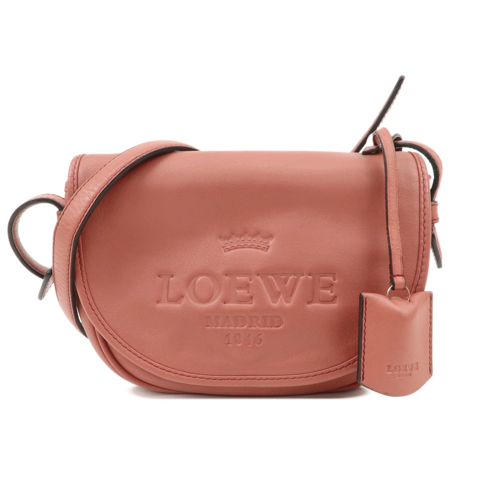 LOEWE Heritage Leather Shoulder Bag Crossbody Bag Pink