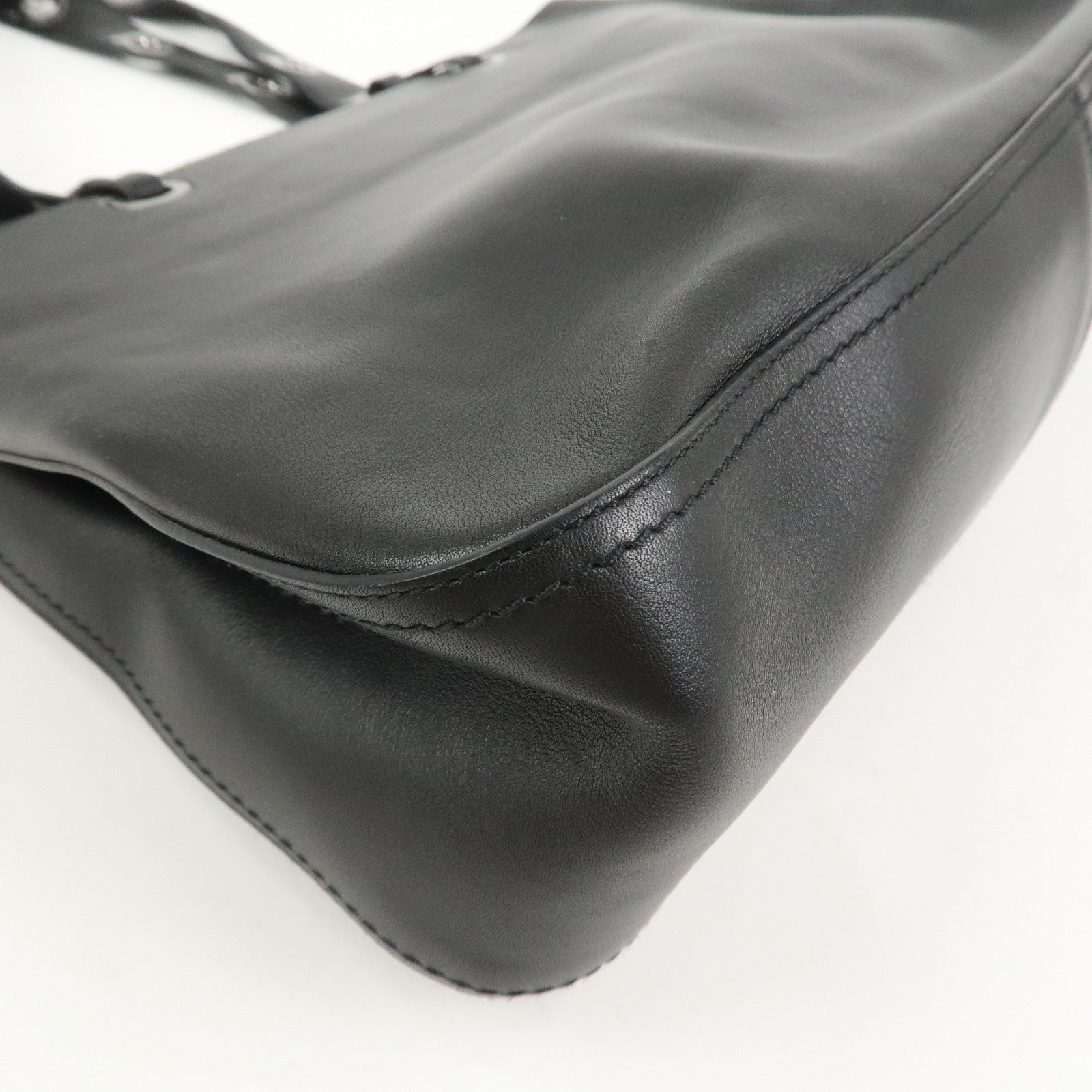Ferragamo Gancini Leather Tote Bag Shoulder Bag Black