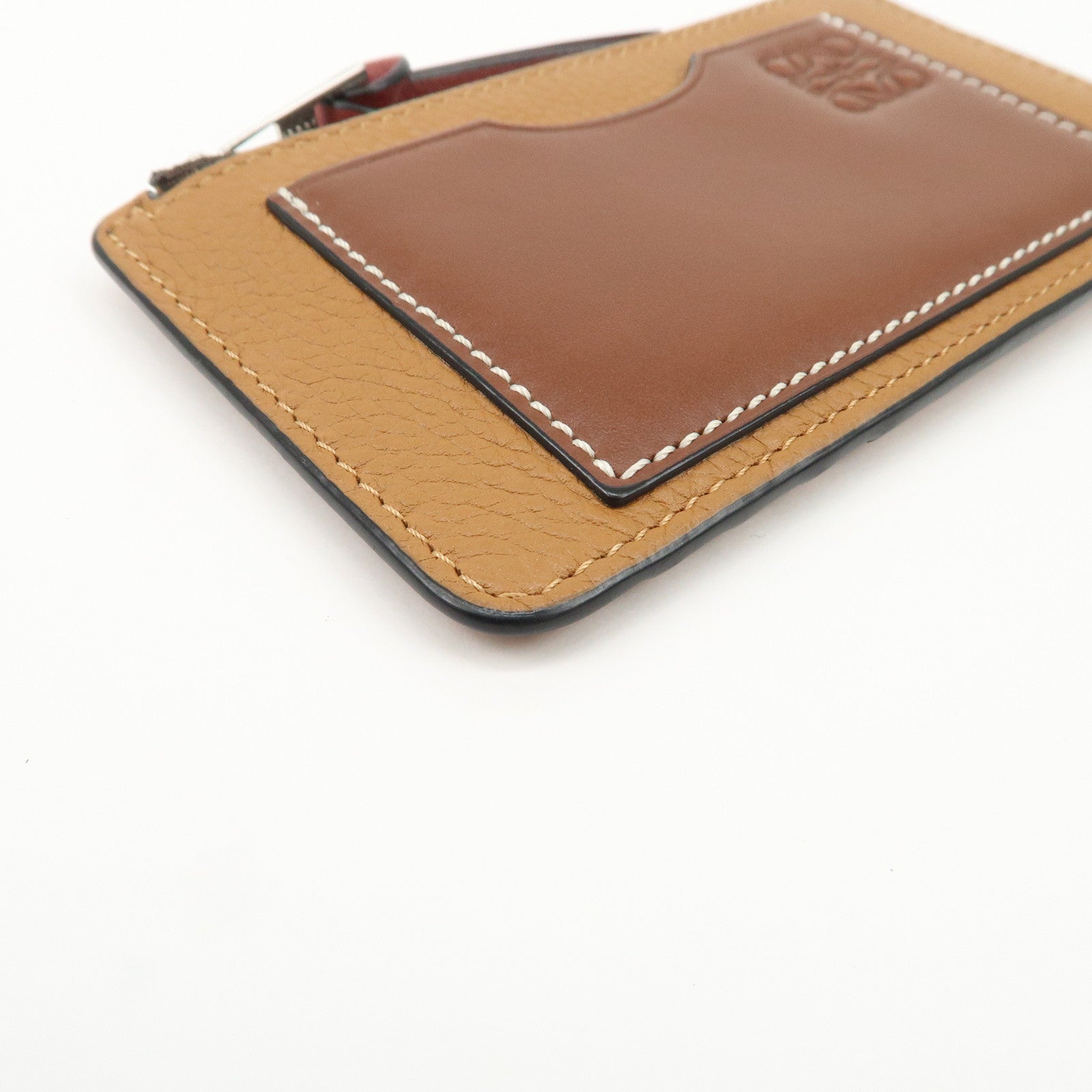 LOEWE Anagram Leather Coin Case Fragment Case Beige Brown