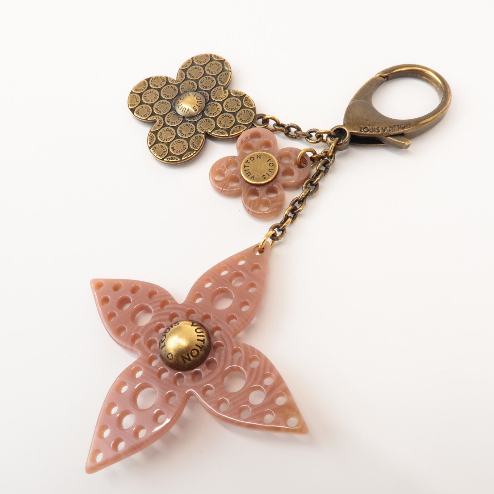 Louis Vuitton Bijoux Sac Lock Flower Metal Plastic Key Chain M65851