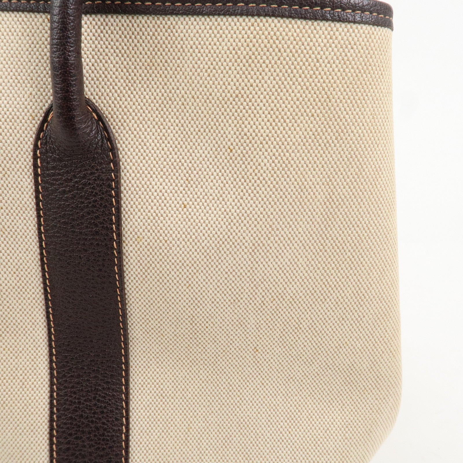 HERMES Leather Toile H Garden Party PM Tote Bag Hand Bag Natural