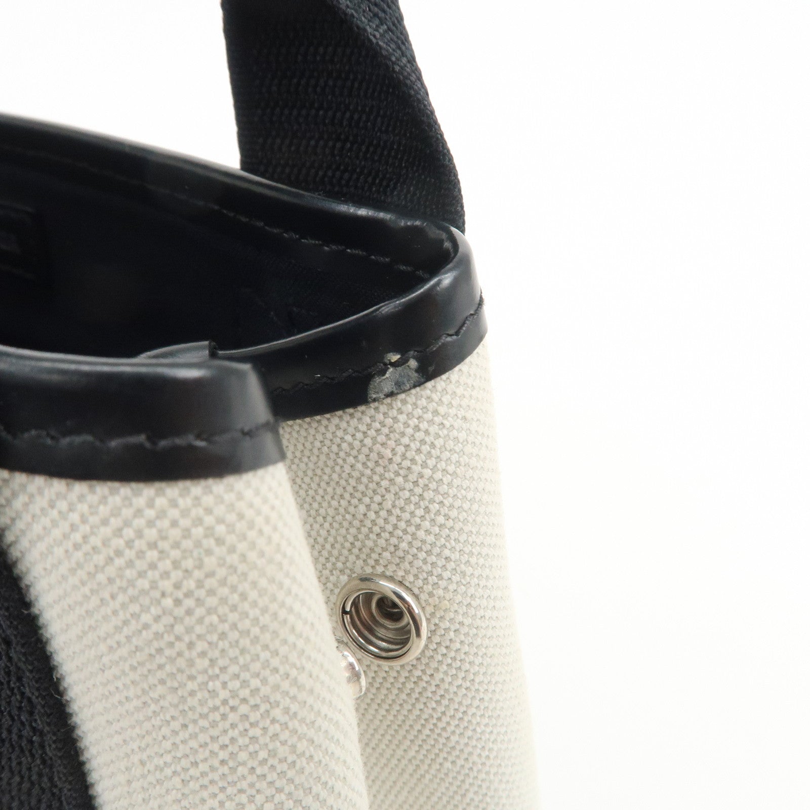 BALENCIAGA Navy Cabas XS Canvas Calf Skin 2Way Hand Bag 390346