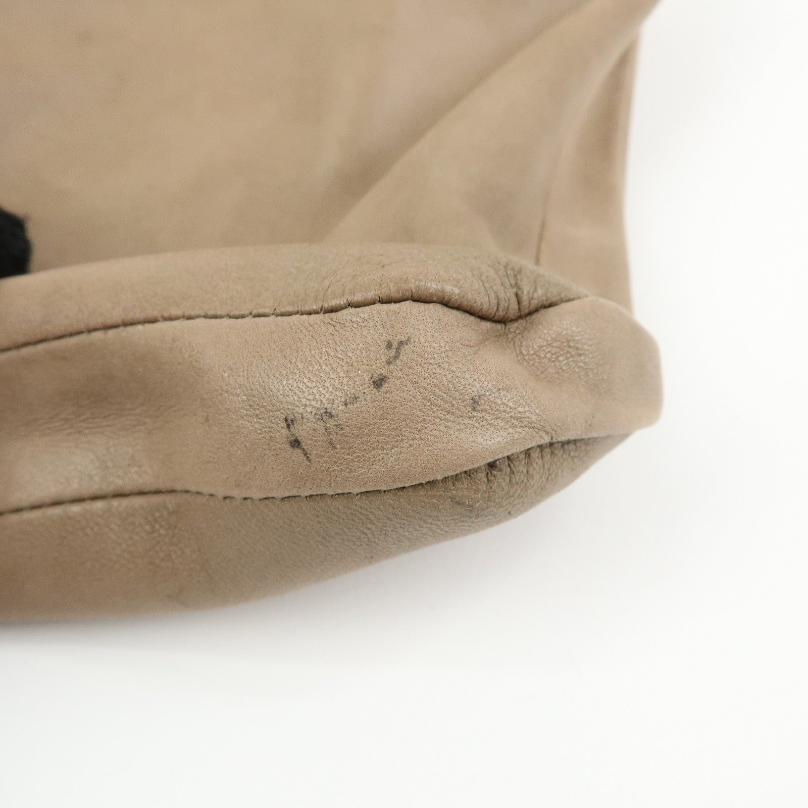 HERMES Leather Clou de Selle Shoulder Bag □M Stamped Beige