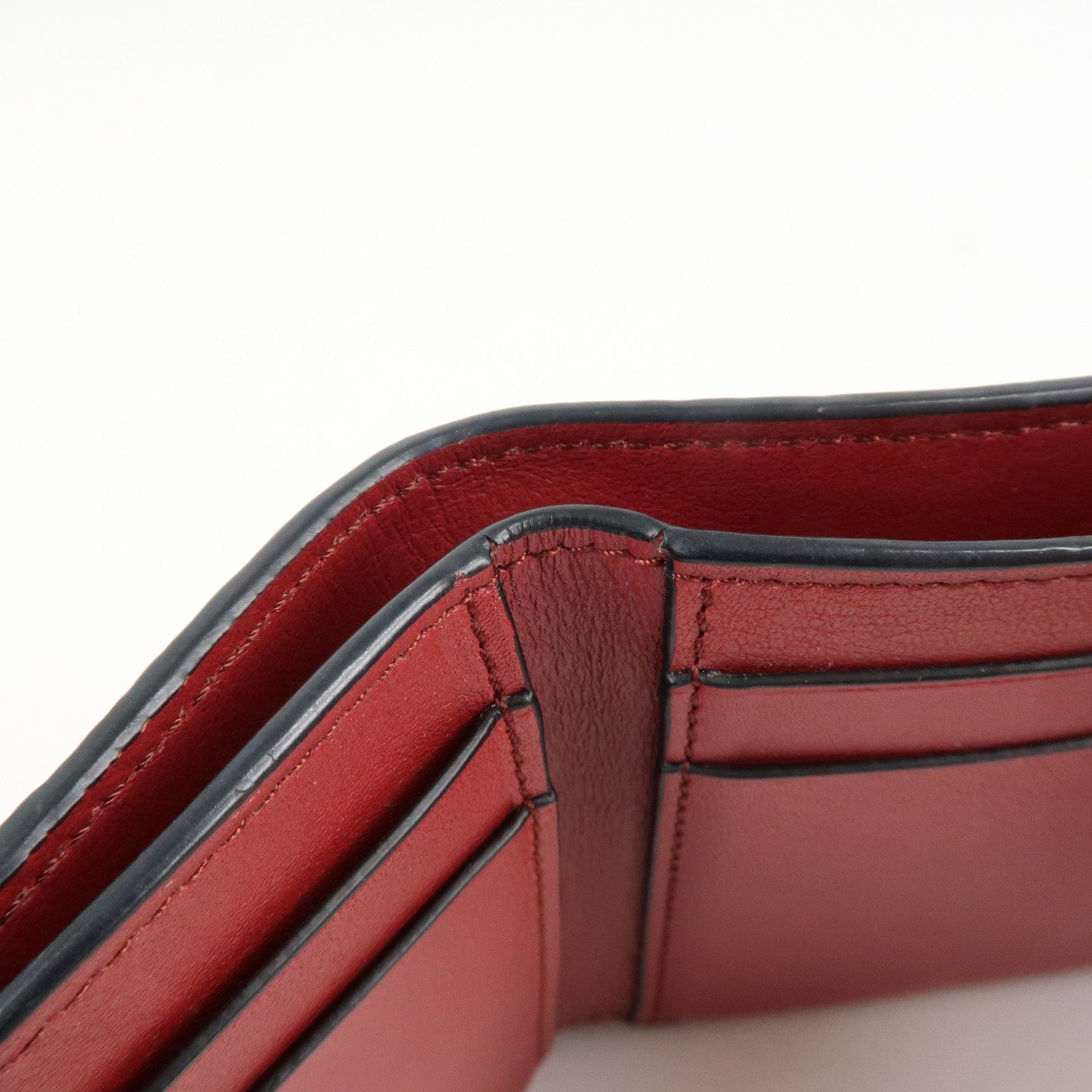 LOEWE Leather Tri-fold Compact Wallet Brown Used