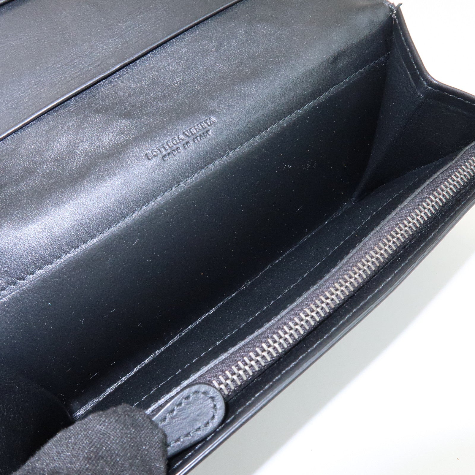 BOTTEGA VENETA Intrecciato Leather Long Wallet Black