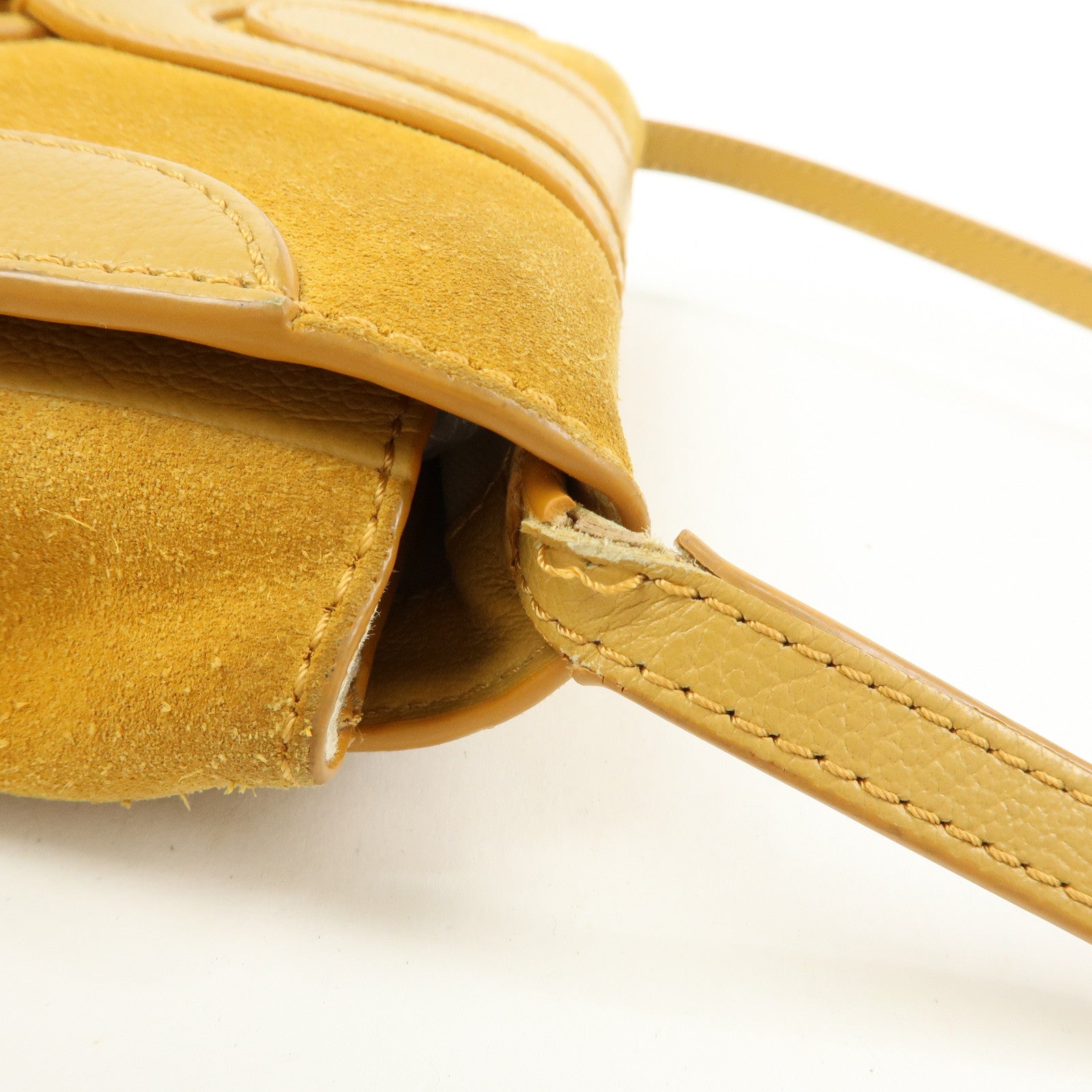 Chloe See by Chloe Suede Joan Leather Shoulder Bag Mustard