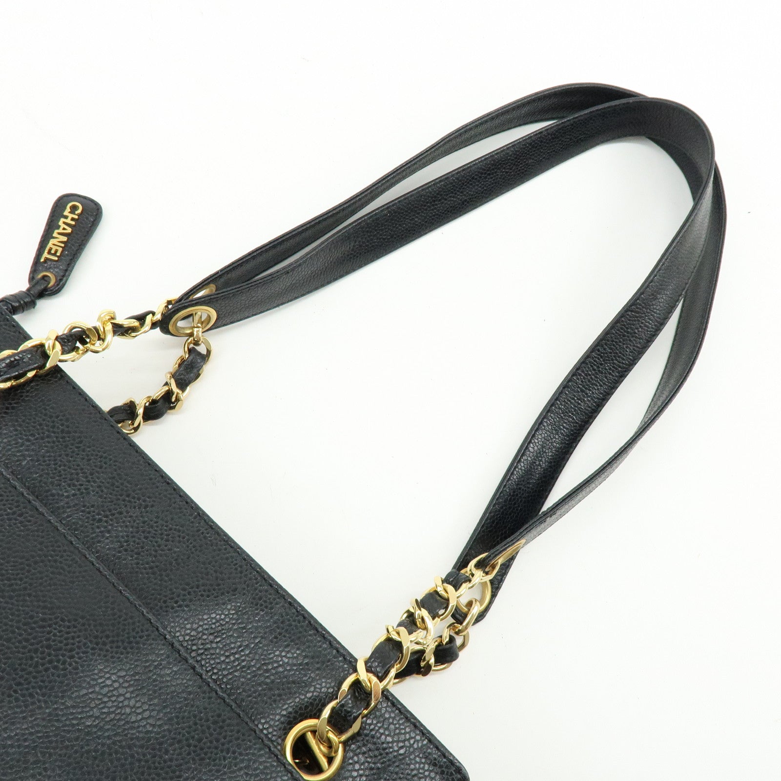 CHANEL Triple COCO Mark Caviarskin Chain Shoulder Bag Black