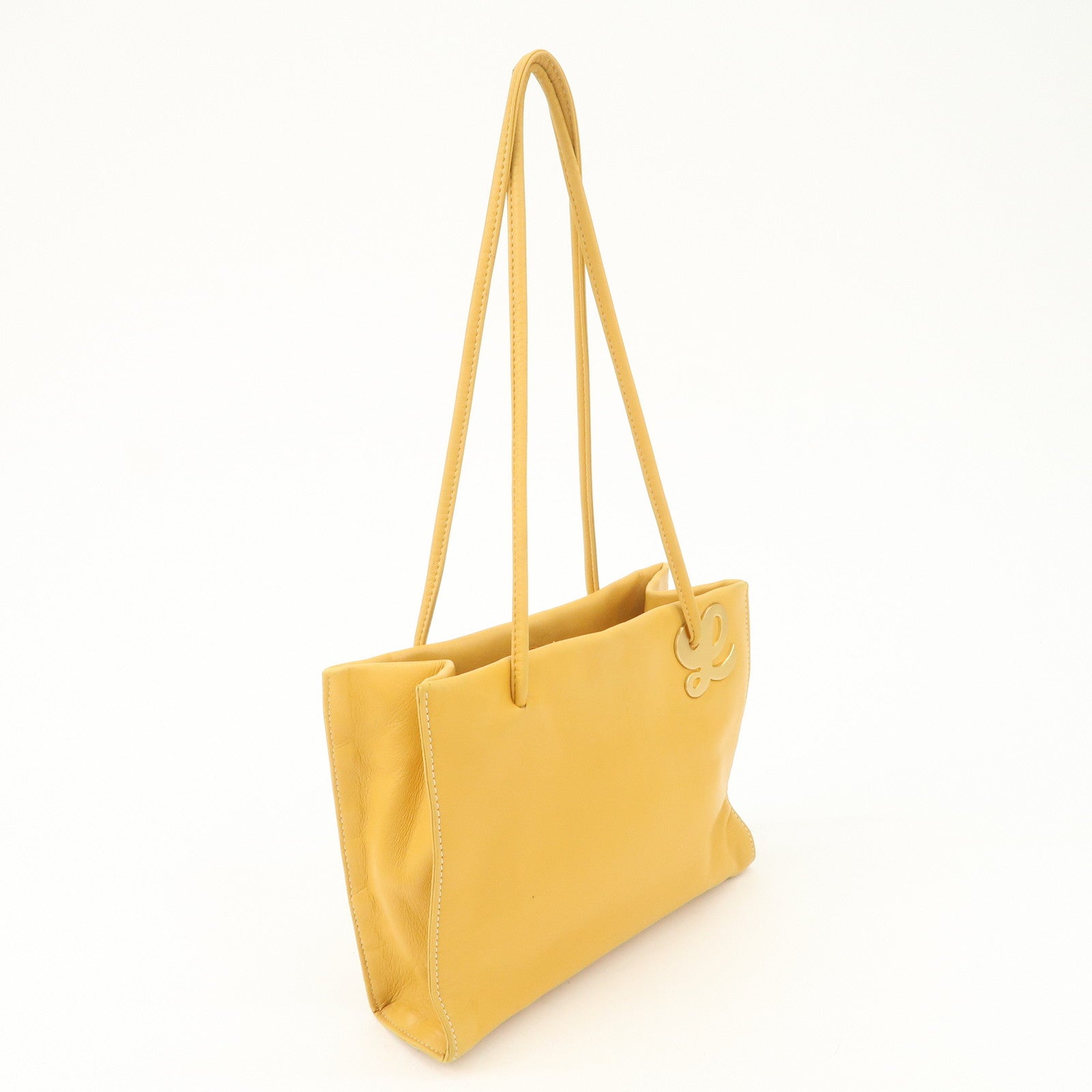 LOEWE Logo Nappa Leather Shoulder Bag Hand Bag Yellow