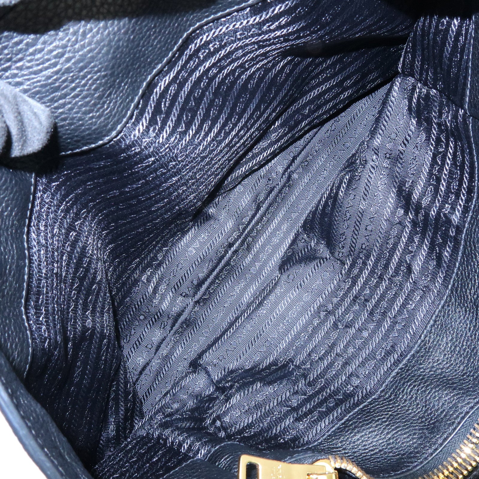 PRADA Calf Leather Tote Bag Hand Bag Black BN2579