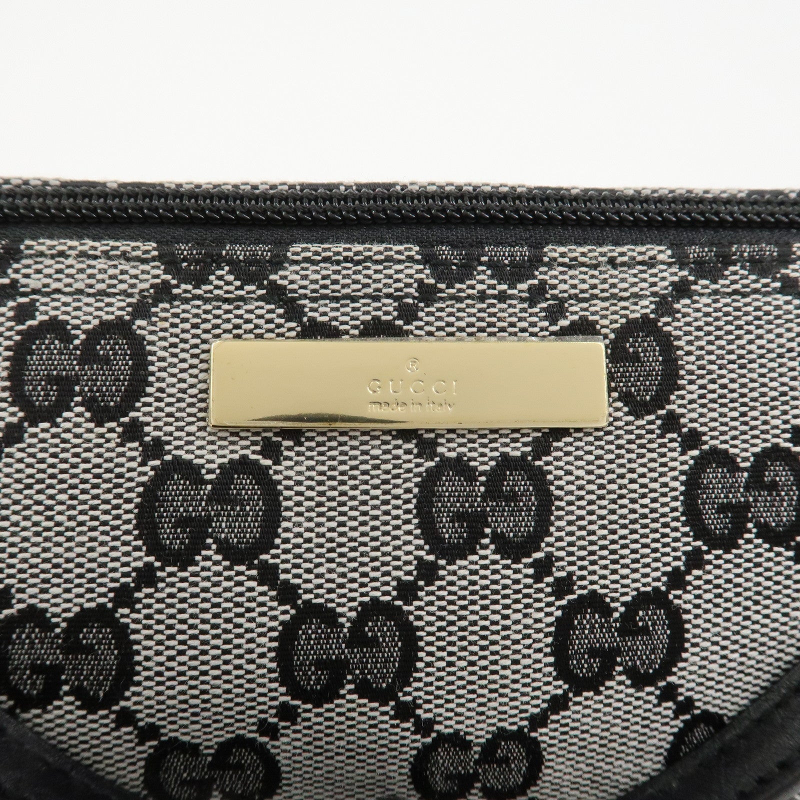 GUCCI Boat Bag GG Canvas Leather Accessory Pouch Hand Bag 039.1103