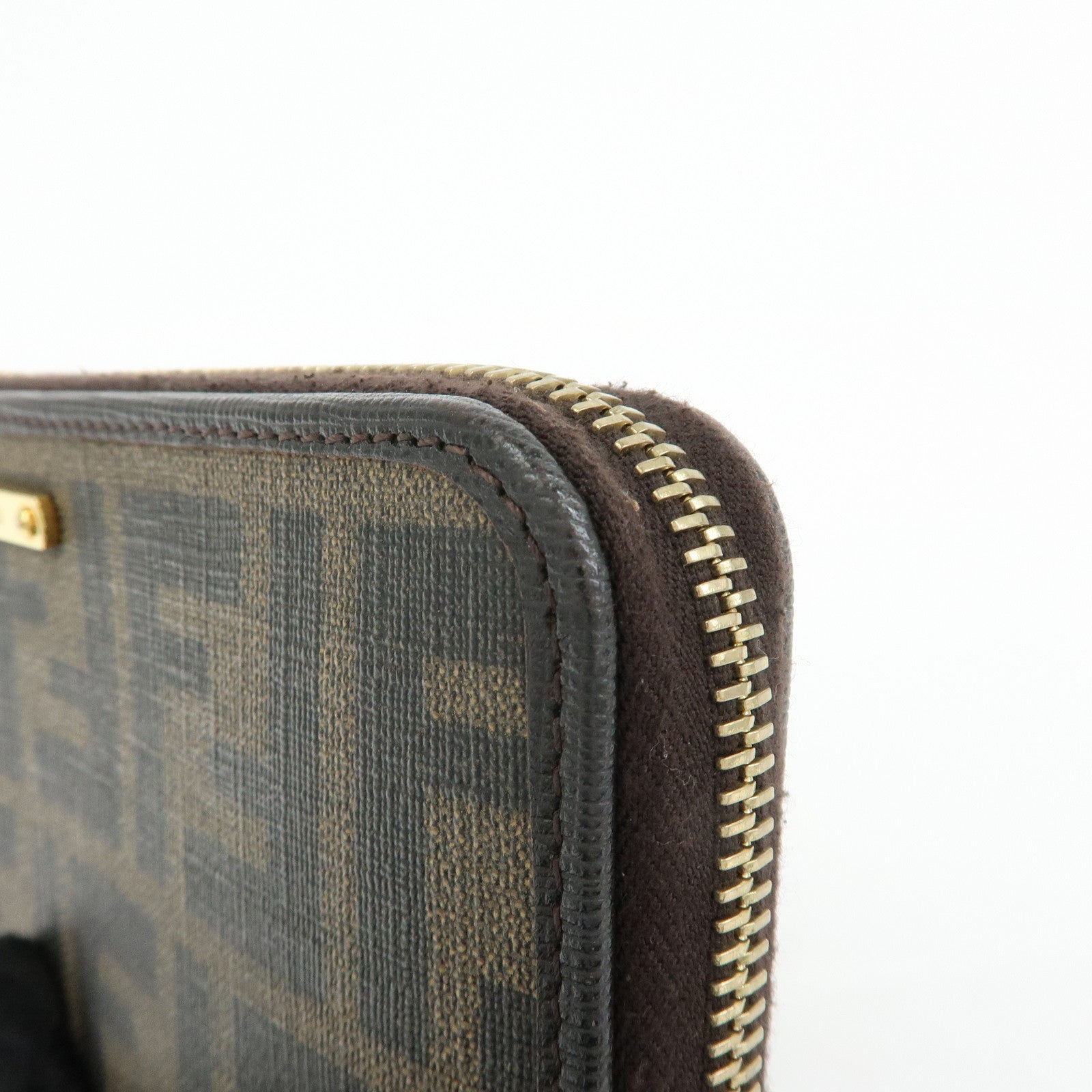 FENDI Zucca PVC Leather Zippy Round Long Wallet Brown 8M0299