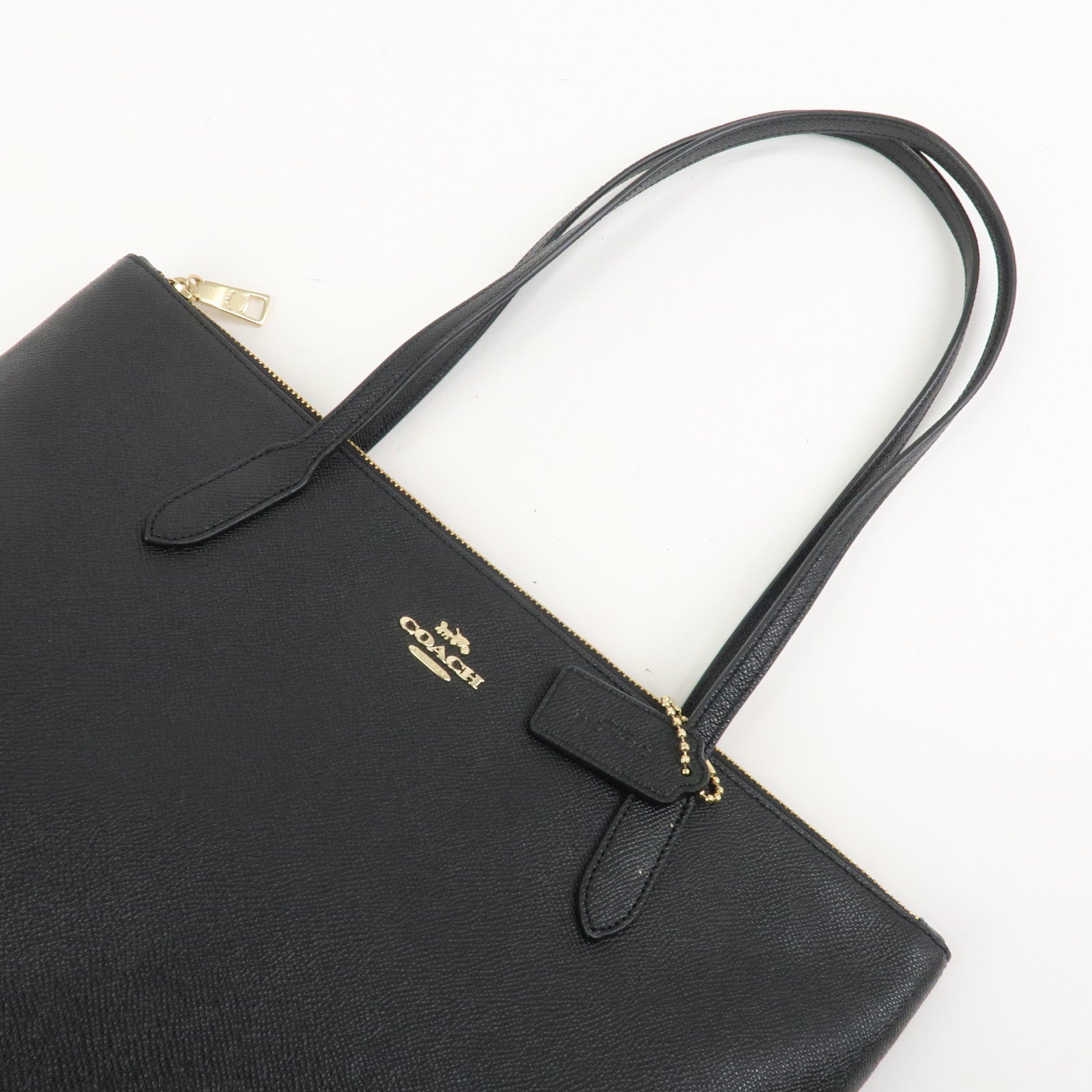 COACH Leather Tote Bag Shoulder Bag Black