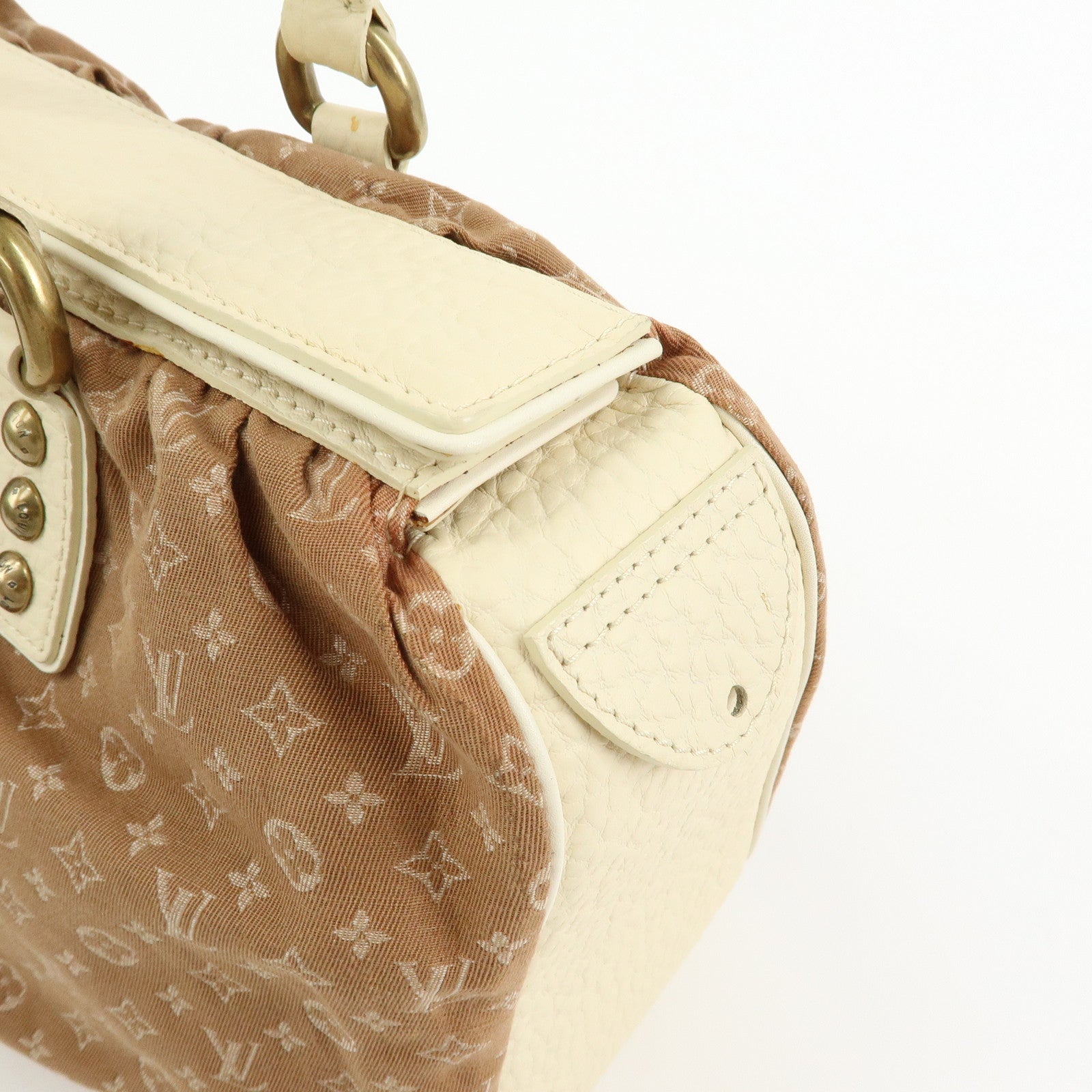 Louis Vuitton Monogram Mini Lin Trapes GM Hand Bag Camel M40060