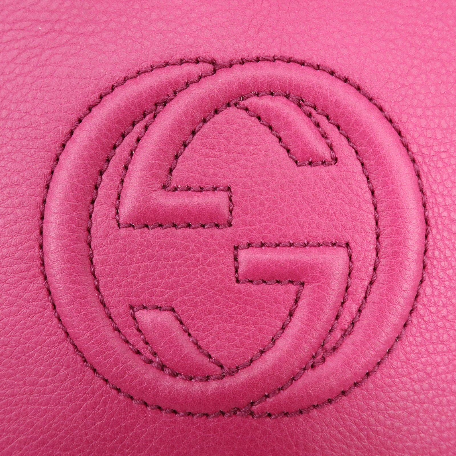 GUCCI SOHO Interlocking G Leather Tassel Clutch Bag Pink 336753