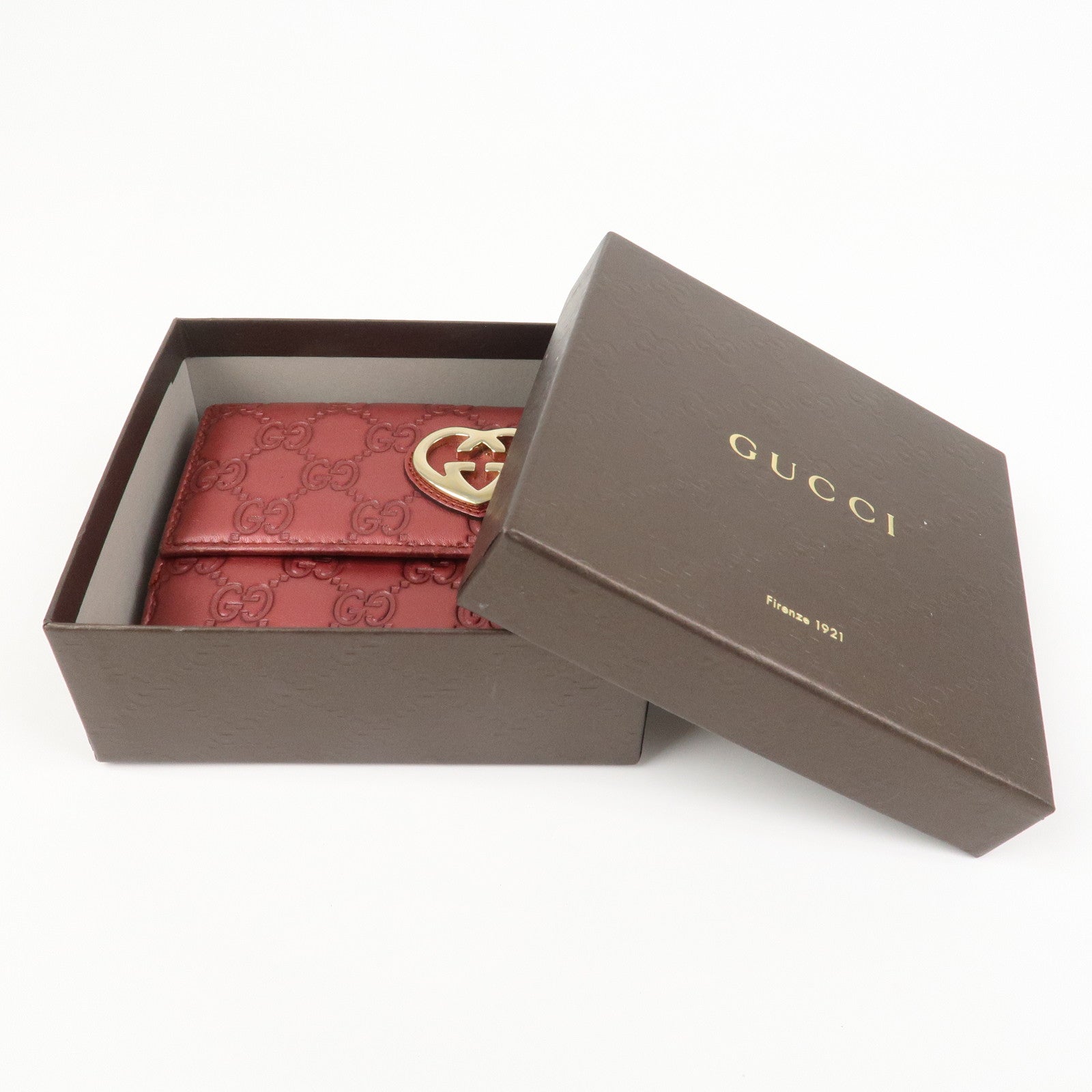 GUCCI Lovely Heart Guccissima W Hook Bi-fold Compact Wallet 245727