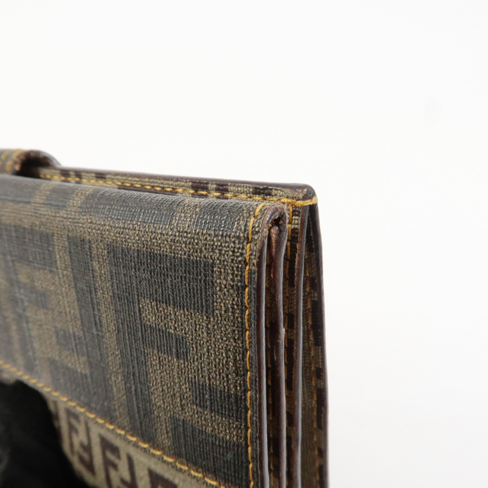 FENDI Zucca Zucchino PVC Leather Brown W Hook Long Wallet 8M00328