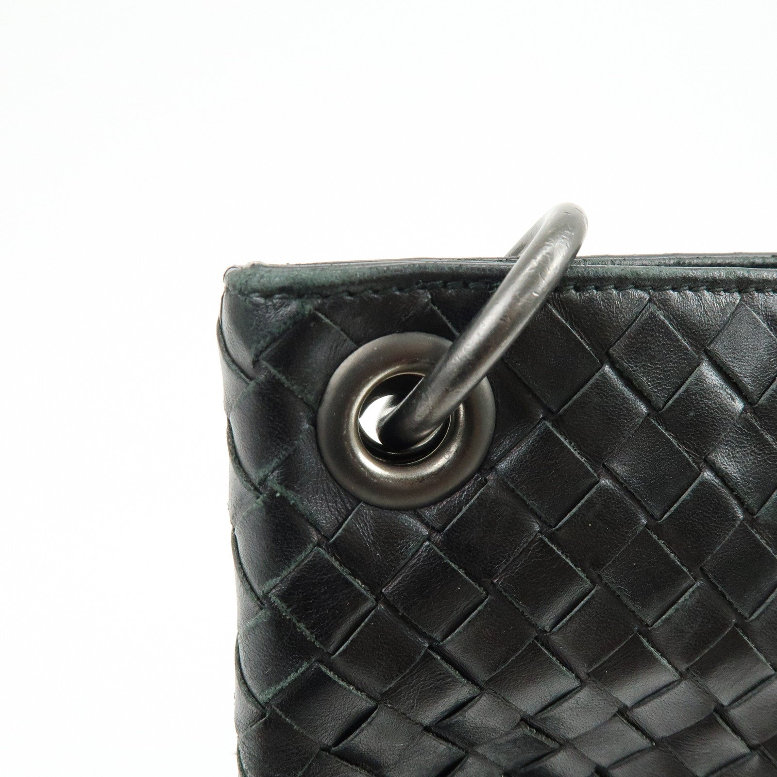 BOTTEGA VENETA Intrecciato Leather Shoulder Bag Black 172736