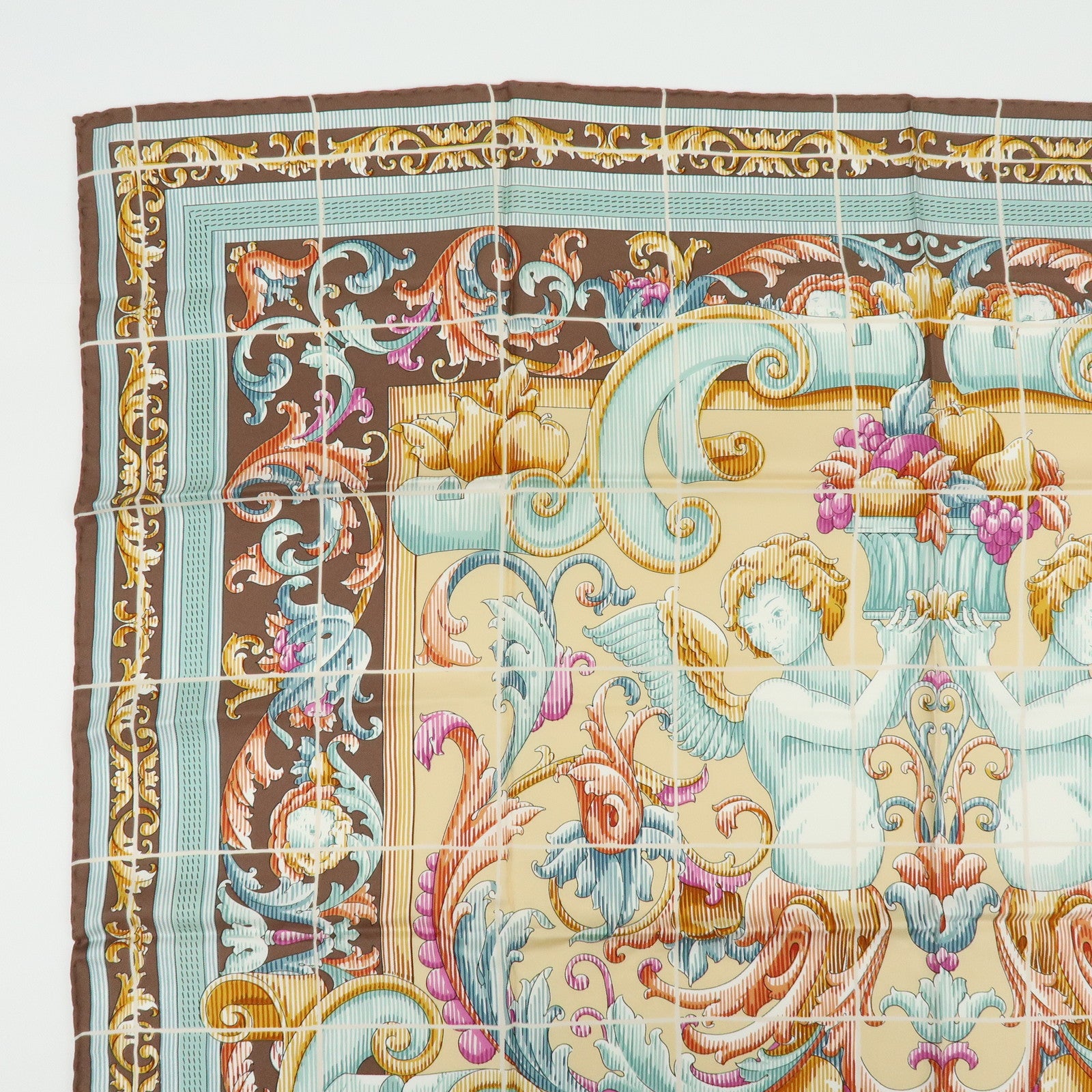LOEWE Silk 100% Scarf Light Brown Multicolor
