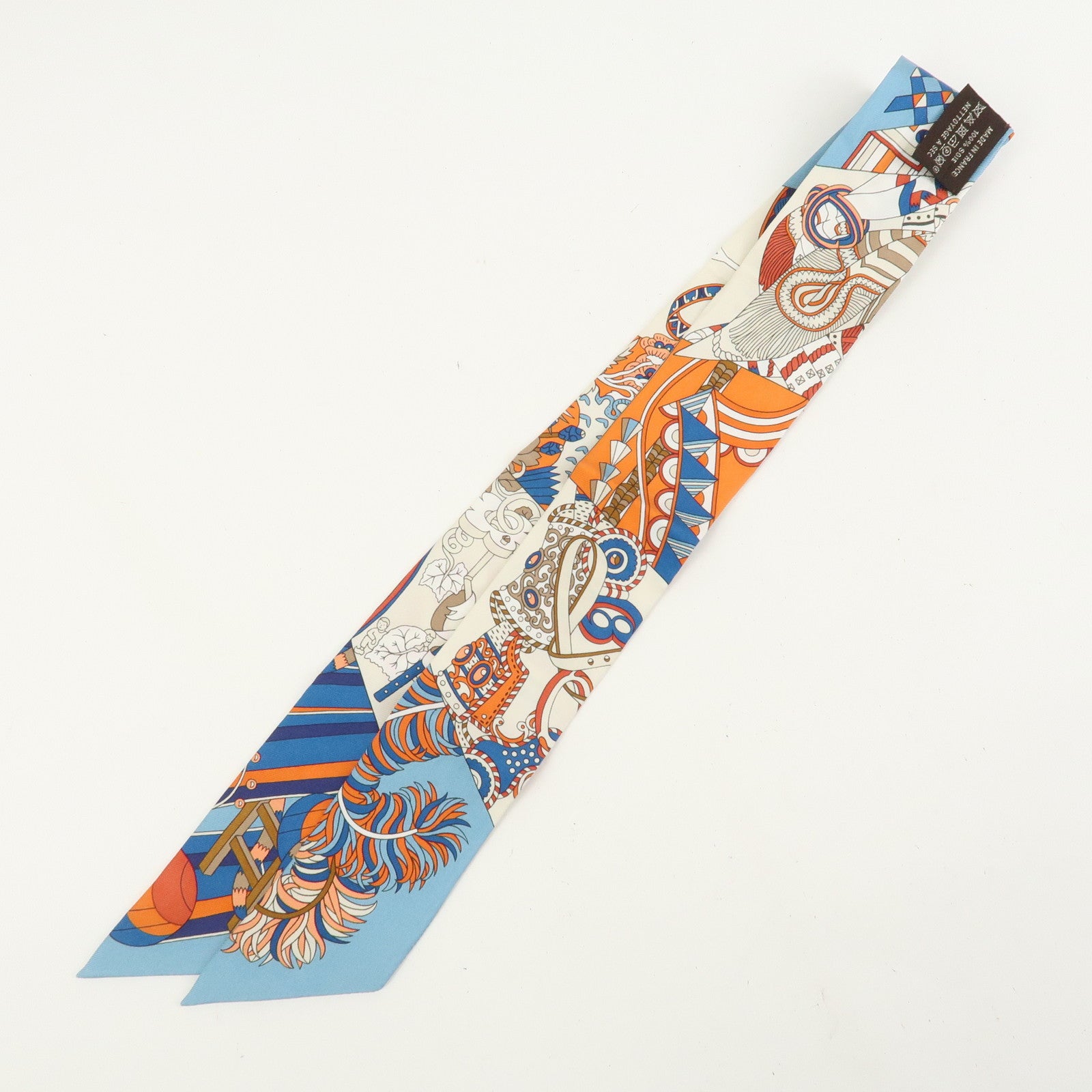 HERMES Twilly Silk 100% Scarf De l'Ombrelle aux Duels Vieux