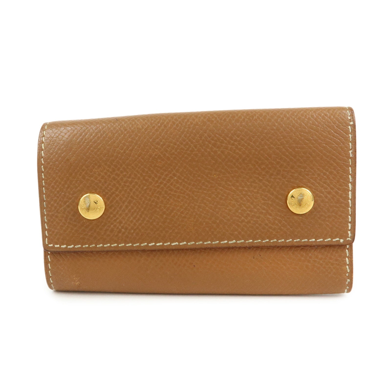 HERMES Beau Epsom Etui Cles 4 Key Case Key Holder □C Stamped Gold