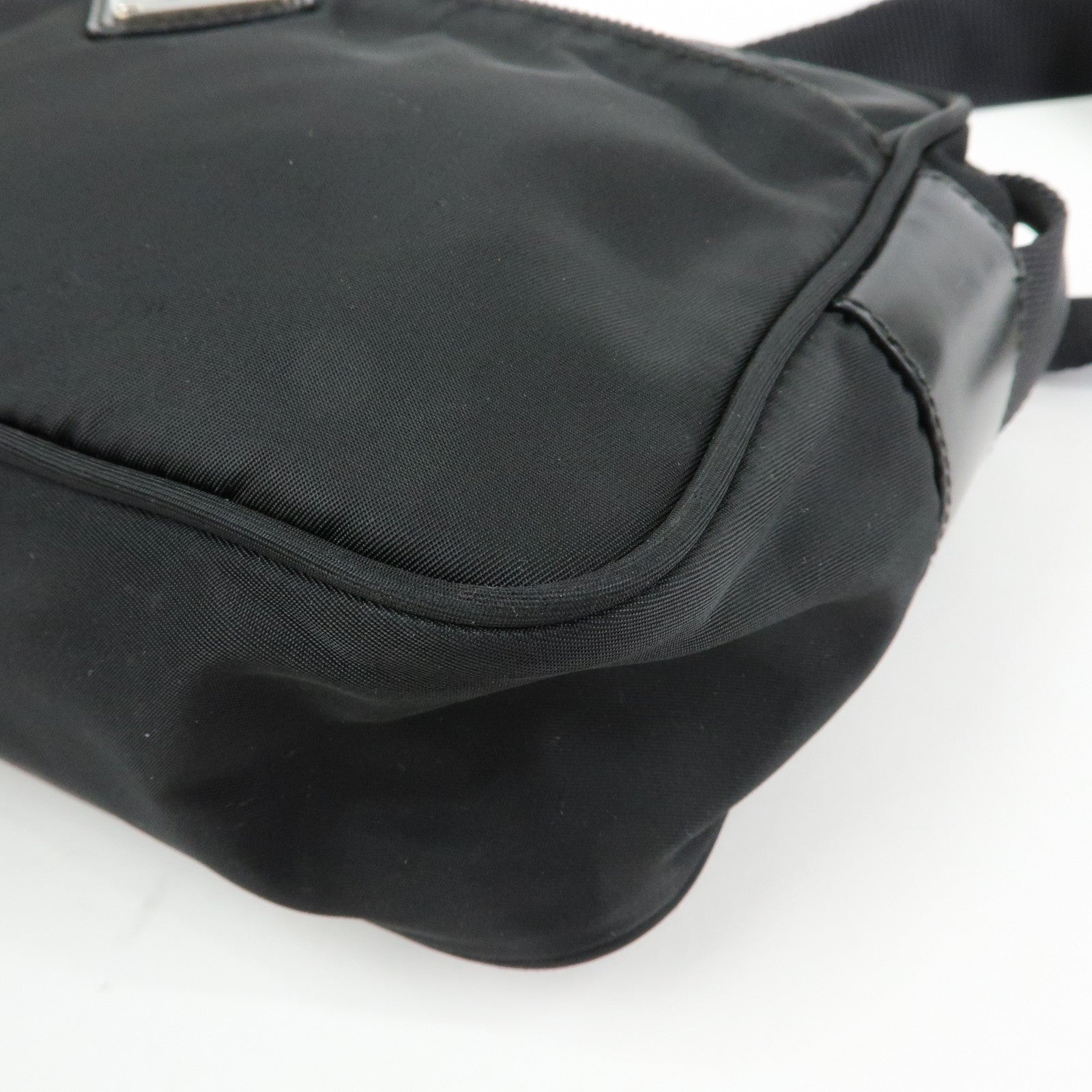 PRADA Triangle Logo Nylon Shoulder Bag Crossbody Bag Black BT0166