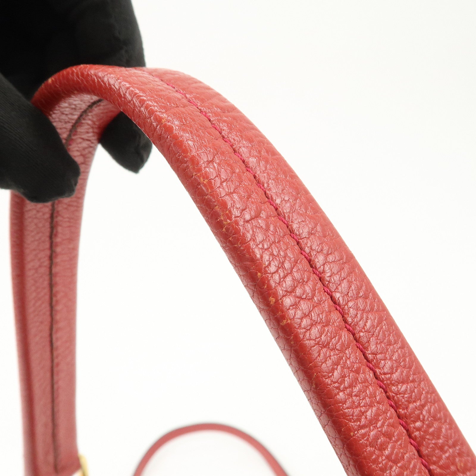 MIU MIU Madras Leather Denim 2Way Bag Shoulder Bag Red RR1951 Used