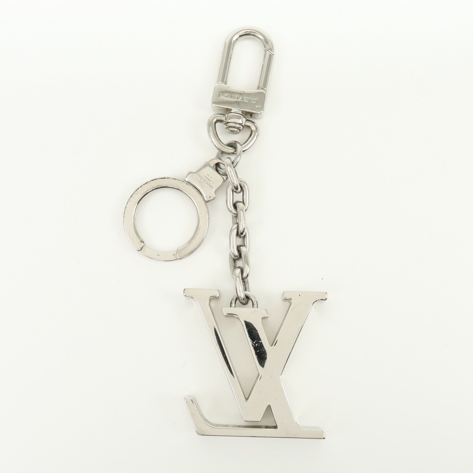 Louis Vuitton Porte Cles Initials LV Metal Bag Charm Silver M65071