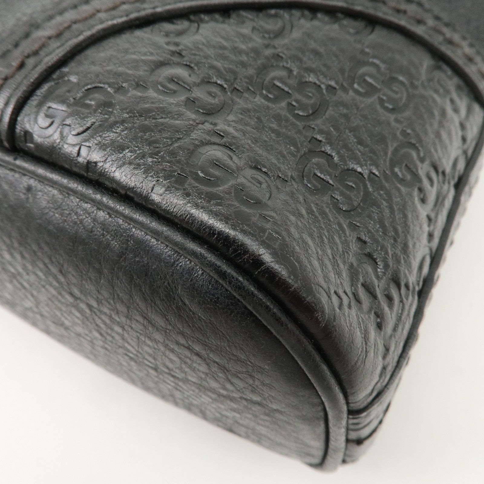 GUCCI Guccissima Leather Shoulder Bag Hand Bag Black 181515 Used