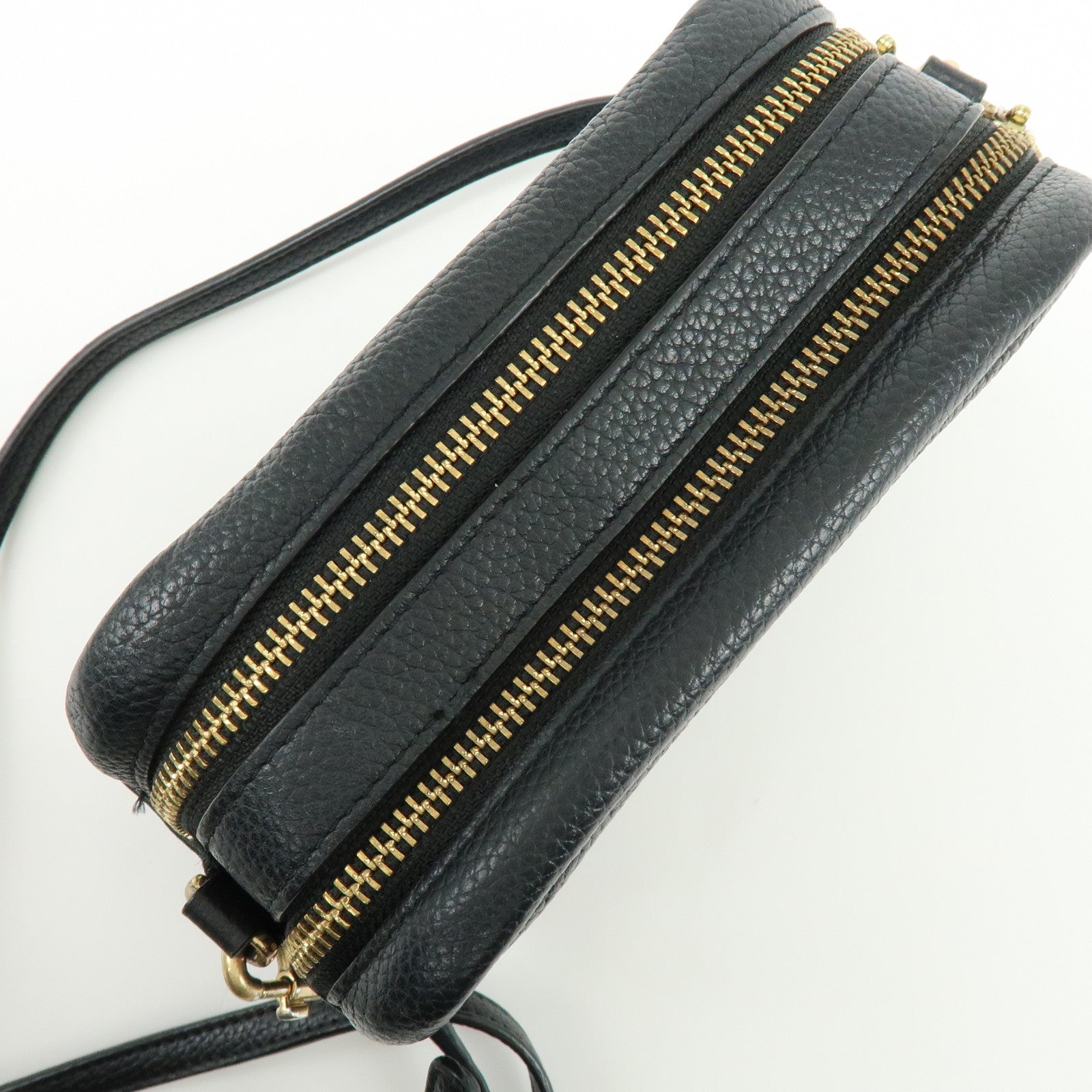 TORY BURCH Leather Double T Shoulder Bag Crossbody Bag Black