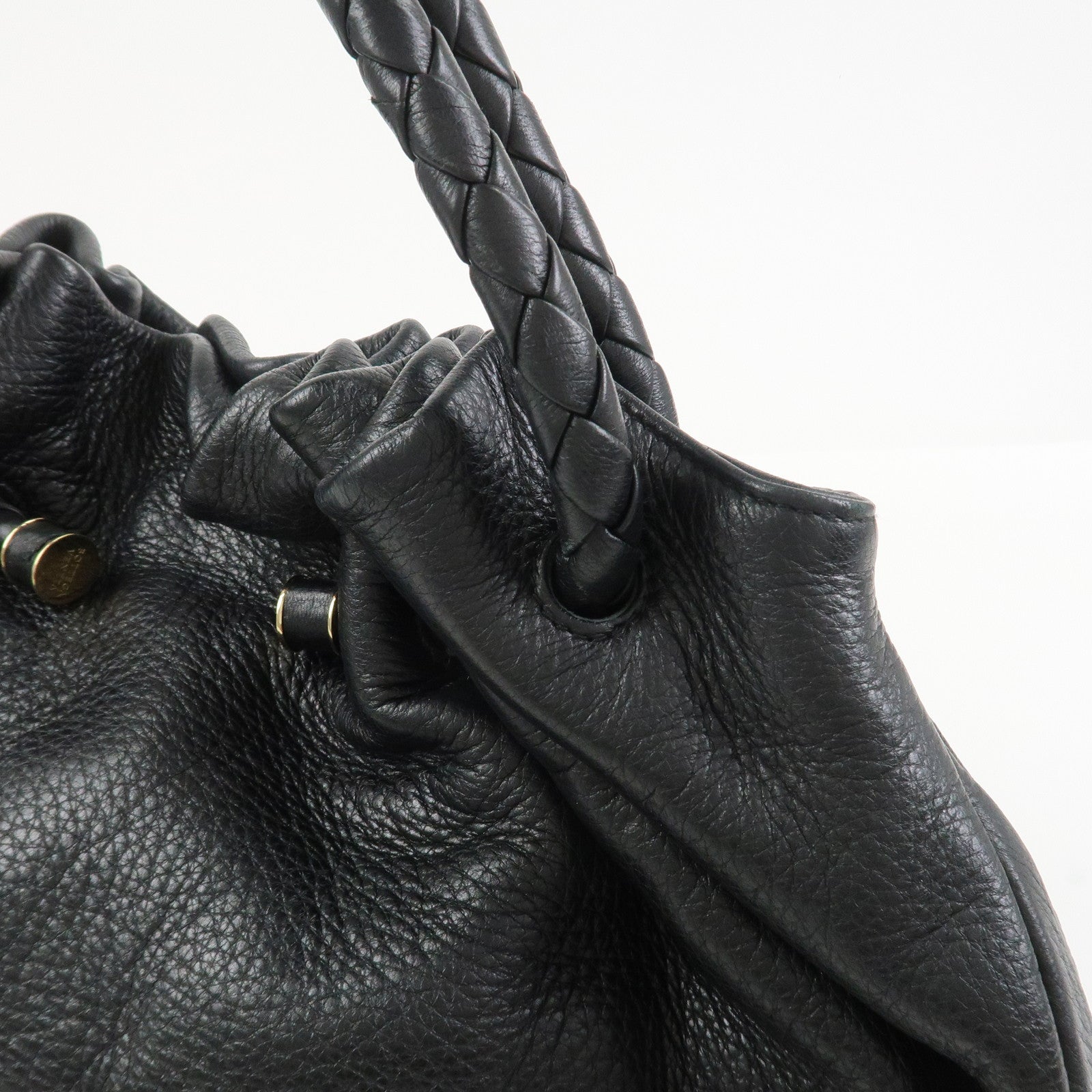 BOTTEGA VENETA Intrecciato Leather Hand Bag Shoulder Bag Black