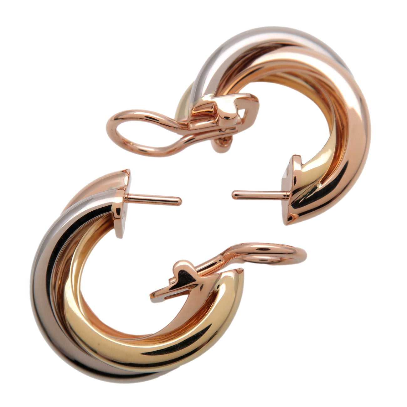 Cartier Trinity Earrings K18 750 White Gold Rose Gold Yellow Gold