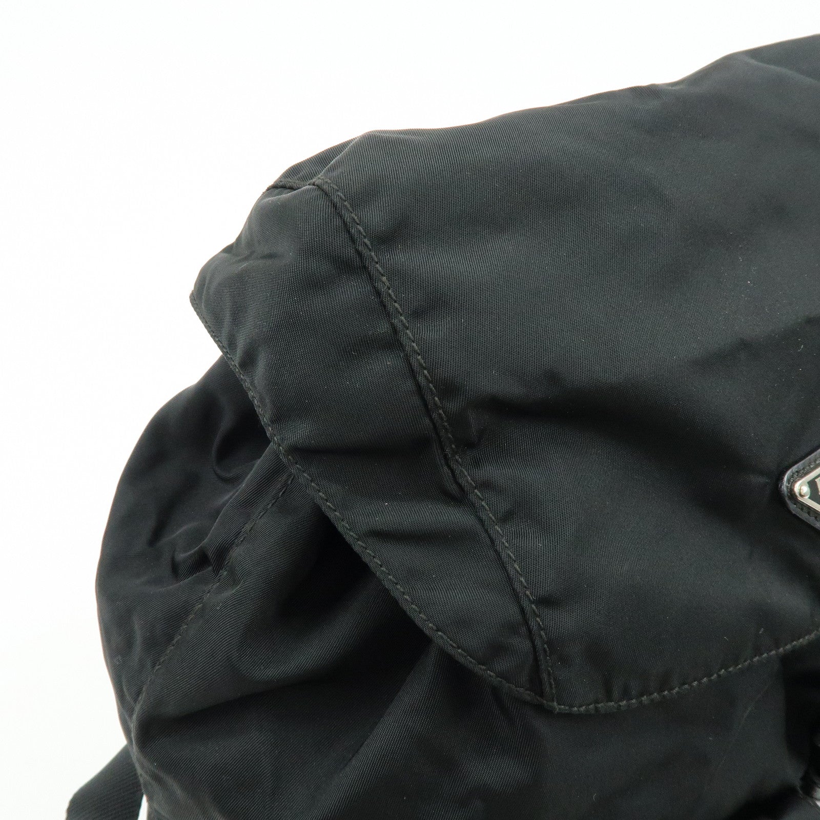 PRADA Triangle Logo Nylon Leather Backpack Rucksuck Black