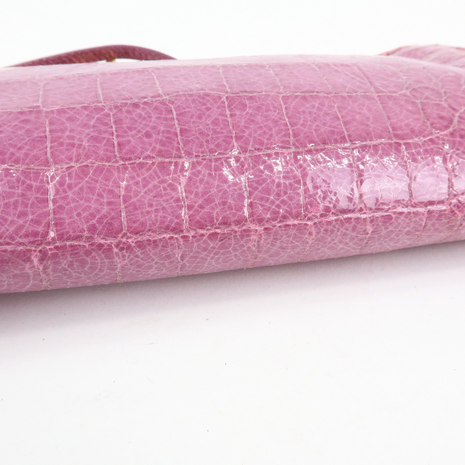 MIU MIU Logo Embossed Leather Clutch Bag Wristlet Bag Purple