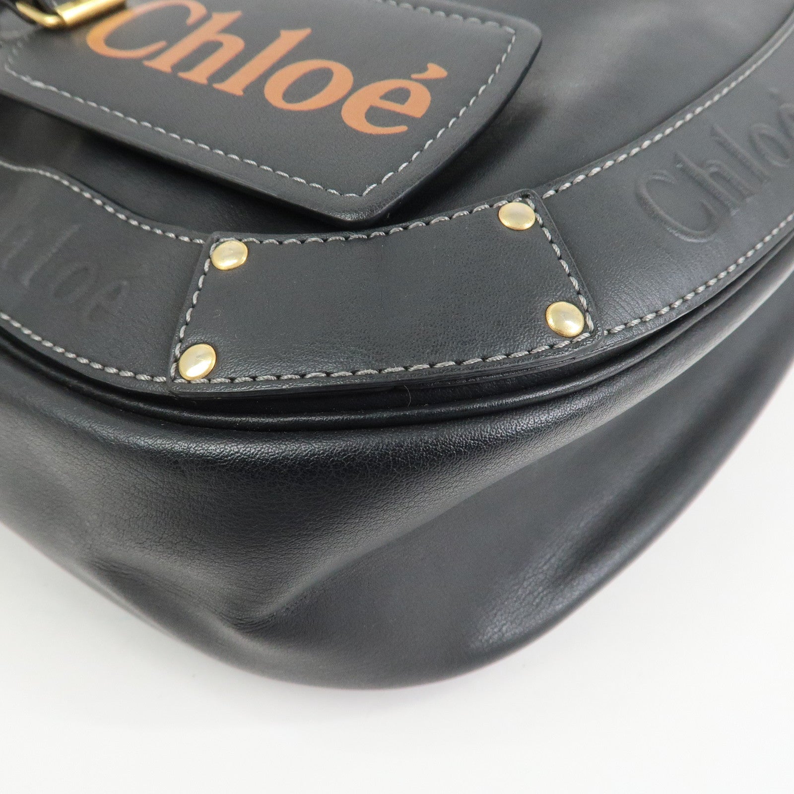 Chloe Eden Logo Leather Shoulder Bag Crossbody Bag Black Brown