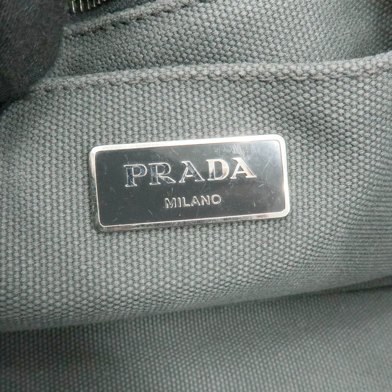PRADA Canapa Mini Canvas 2Way Bag Hand Shoulder Bag Gray 1BG439