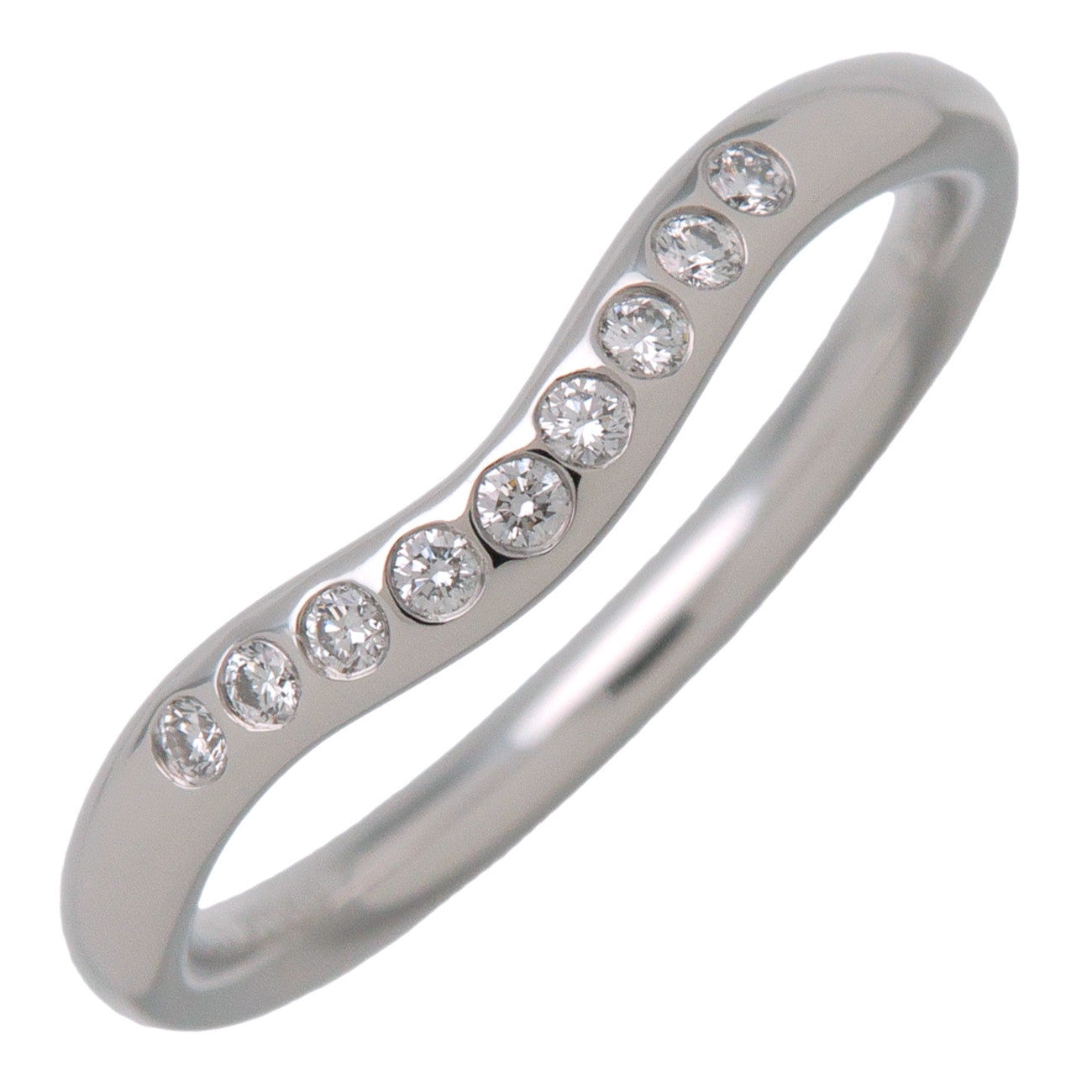 Tiffany & Co Curved Band 9P Diamond Ring PT950 Platinum US5.5 EU51