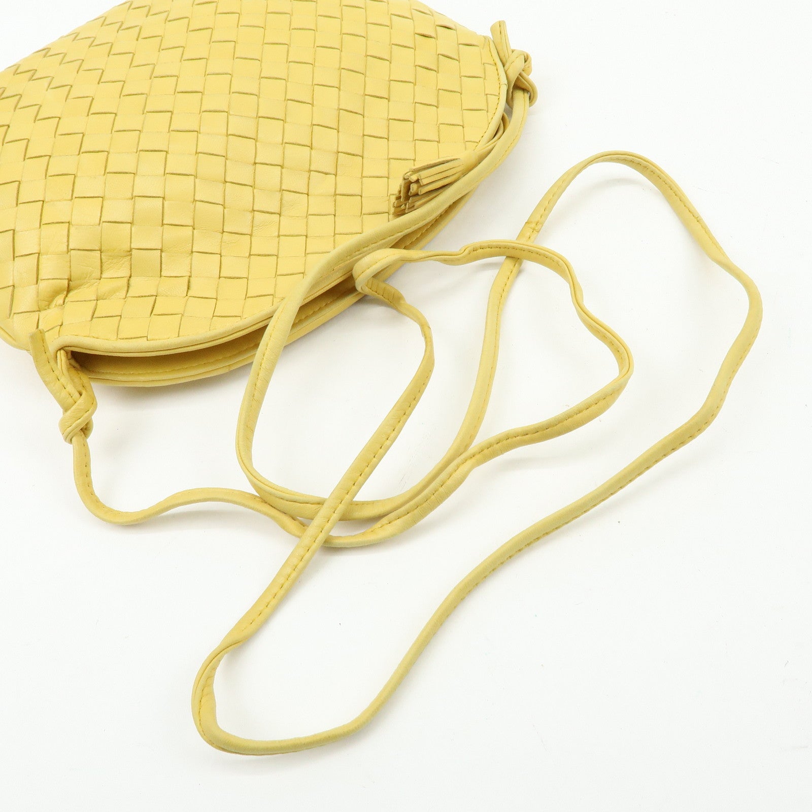 BOTTEGA VENETA Intrecciato Leather Shoulder Crossbody Bag Yellow
