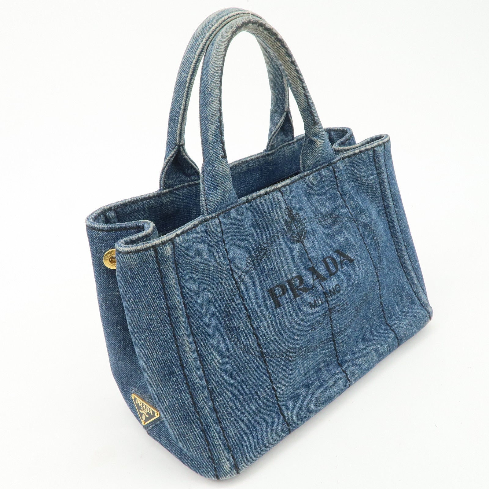 PRADA Canapa Mini Canvas Denim 2Way Shoulder Hand Bag Blue B2439G