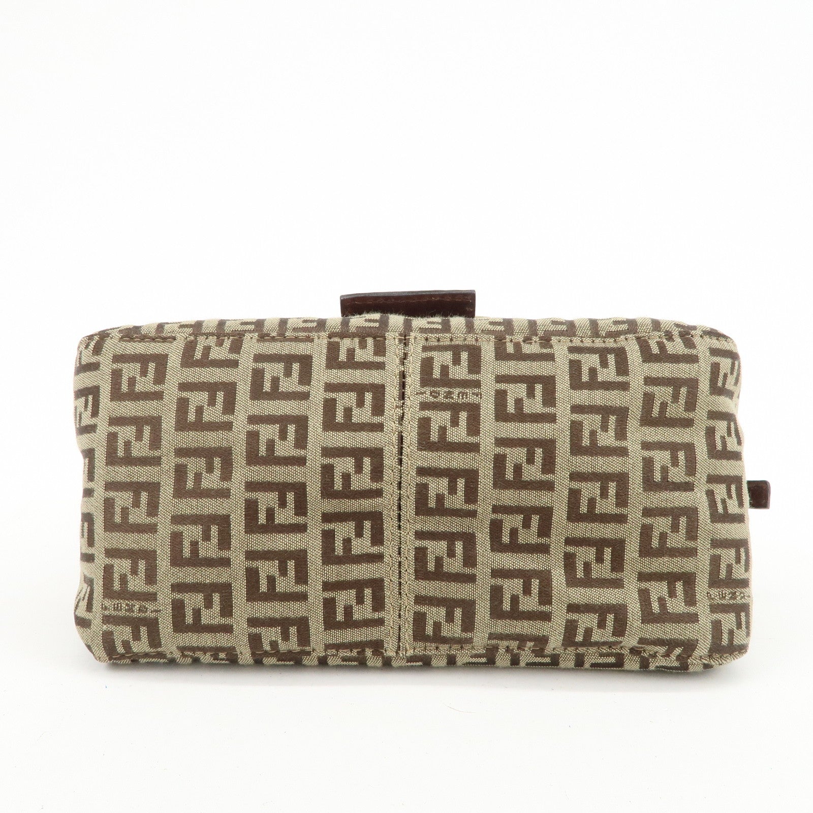 FENDI Mamma Baguette Zucchino Canvas Shoulder Bag Beige 8BR180