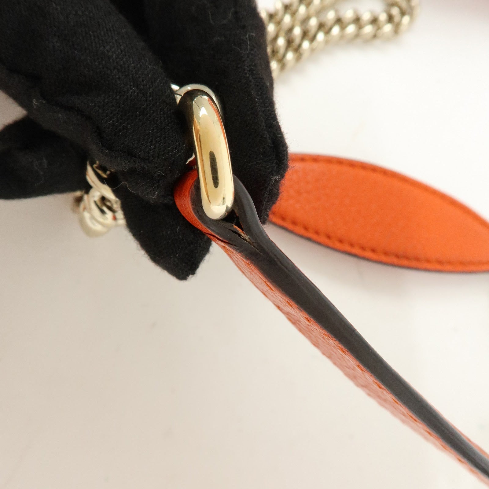 GUCCI SOHO Leather Tassel Chain Shoulder Bag Orange 387043