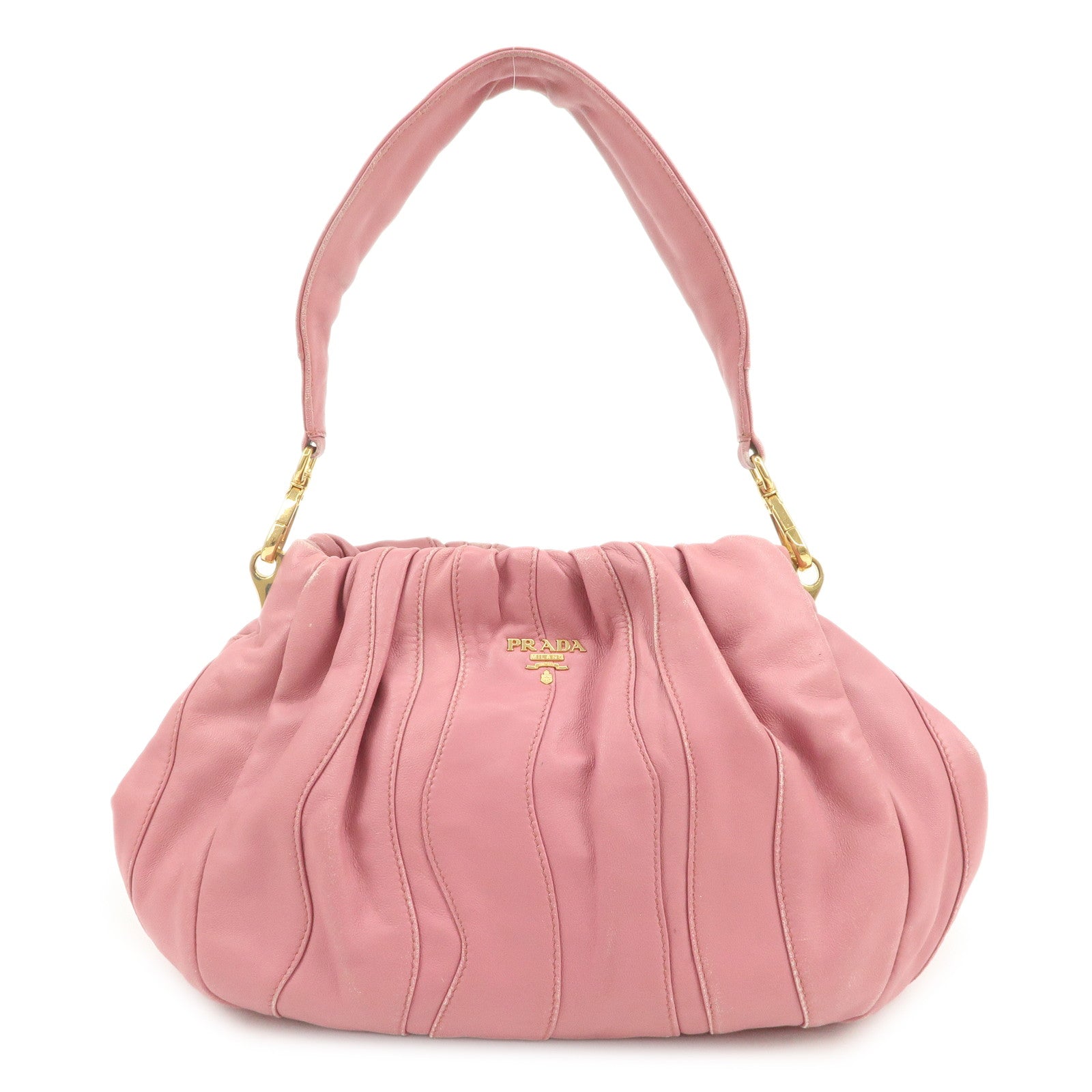 PRADA Leather 2Way Bag Hand Bag Shoulder Bag Pink BN1682