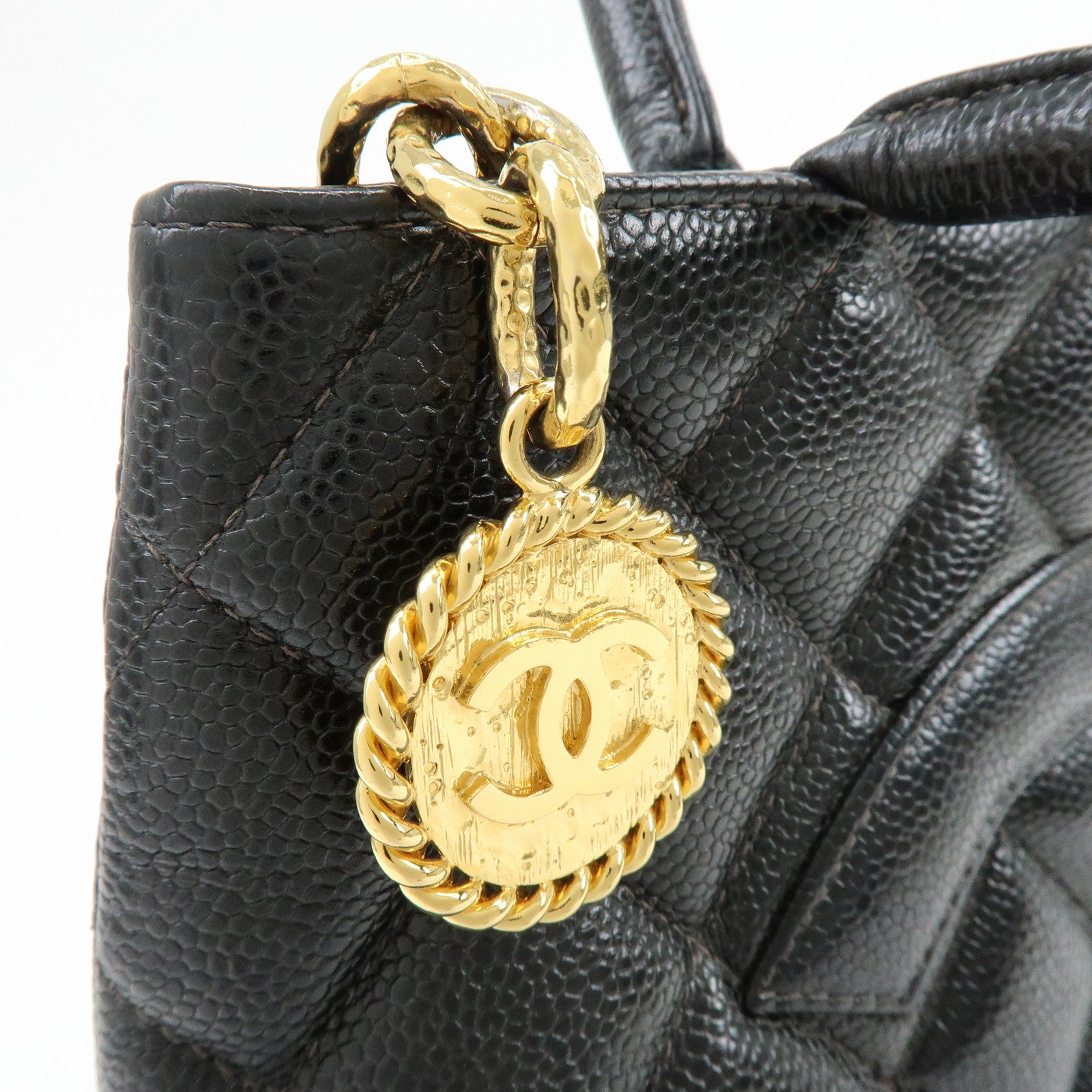 CHANEL Matelasse COCO Mark Medallion Tote Bag Hand Bag Black A01804
